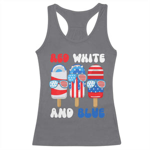 Red White Blue Popsicle 4th of July Racerback Tank Top Patriotic USA Flag TS10 Charcoal Print Your Wear