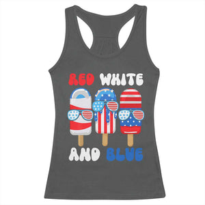 Red White Blue Popsicle 4th of July Racerback Tank Top Patriotic USA Flag TS10 Dark Heather Print Your Wear
