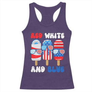 Red White Blue Popsicle 4th of July Racerback Tank Top Patriotic USA Flag TS10 Purple Print Your Wear