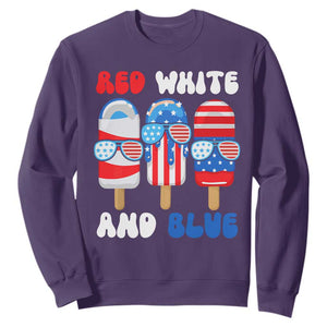 Red White Blue Popsicle 4th of July Sweatshirt Patriotic USA Flag TS10 Purple Print Your Wear
