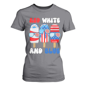 Red White Blue Popsicle 4th of July T Shirt For Women Patriotic USA Flag TS10 Charcoal Print Your Wear
