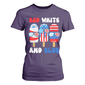 Red White Blue Popsicle 4th of July T Shirt For Women Patriotic USA Flag TS10 Purple Print Your Wear
