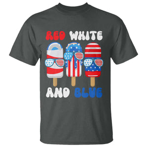 Red White Blue Popsicle 4th of July T Shirt Patriotic USA Flag TS10 Dark Heather Print Your Wear