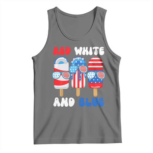 Red White Blue Popsicle 4th of July Tank Top Patriotic USA Flag TS10 Black Heather Print Your Wear