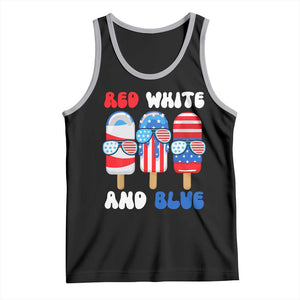 Red White Blue Popsicle 4th of July Tank Top Patriotic USA Flag TS10 Black Athletic Heather Print Your Wear