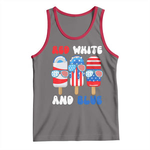 Red White Blue Popsicle 4th of July Tank Top Patriotic USA Flag TS10 Deep Heather Red Print Your Wear