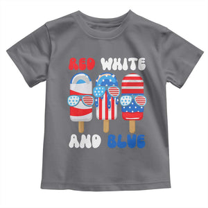 Red White Blue Popsicle 4th of July Toddler T Shirt Patriotic USA Flag TS10 Charcoal Print Your Wear