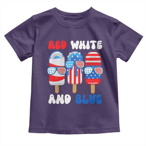 Red White Blue Popsicle 4th of July Toddler T Shirt Patriotic USA Flag TS10 Purple Print Your Wear