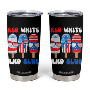 Red White Blue Popsicle 4th of July Tumbler Cup Patriotic USA Flag TS10 Black Print Your Wear