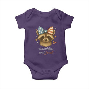 Red White and Feral Raccoon Baby Onesie Funny Patriotic Animal 4th of July TS02 Purple Print Your Wear