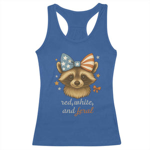 Red White and Feral Raccoon Racerback Tank Top Funny Patriotic Animal 4th of July TS02 Royal Blue Print Your Wear