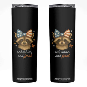 Red White and Feral Raccoon Skinny Tumbler Funny Patriotic Animal 4th of July TS02 Black Print Your Wear