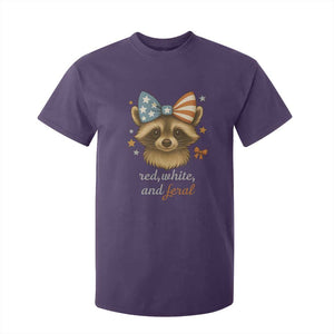 Red White and Feral Raccoon T Shirt For Kid Funny Patriotic Animal 4th of July TS02 Purple Print Your Wear