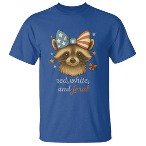 Red White and Feral Raccoon T Shirt Funny Patriotic Animal 4th of July TS02 Royal Blue Print Your Wear