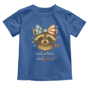Red White and Feral Raccoon Toddler T Shirt Funny Patriotic Animal 4th of July TS02 Royal Blue Print Your Wear