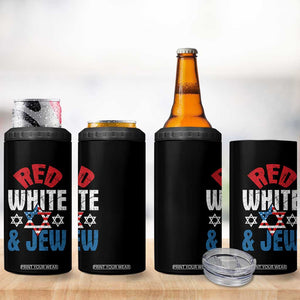 Red White and Jew 4 in 1 Can Cooler Tumbler Funny Jewish Patriotic 4th of July Star Of David TS02 Print Your Wear