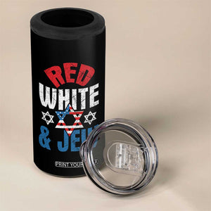 Red White and Jew 4 in 1 Can Cooler Tumbler Funny Jewish Patriotic 4th of July Star Of David TS02 Print Your Wear