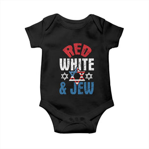 Red White and Jew Baby Onesie Funny Jewish Patriotic 4th of July Star Of David TS02 Black Print Your Wear
