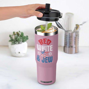 Red White and Jew Flip Straw Tumbler Funny Jewish Patriotic 4th of July Star Of David TS02 One Size: 30 oz Light Pink Print Your Wear