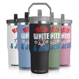 Red White and Jew Flip Straw Tumbler Funny Jewish Patriotic 4th of July Star Of David TS02 Print Your Wear