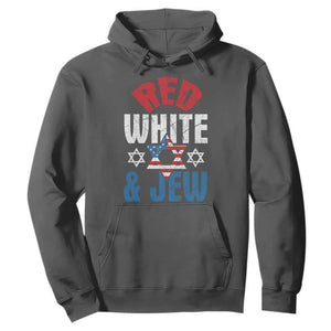 Red White and Jew Hoodie Funny Jewish Patriotic 4th of July Star Of David TS02 Dark Heather Print Your Wear