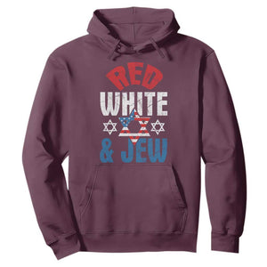 Red White and Jew Hoodie Funny Jewish Patriotic 4th of July Star Of David TS02 Maroon Print Your Wear