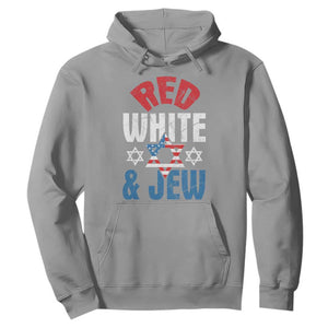 Red White and Jew Hoodie Funny Jewish Patriotic 4th of July Star Of David TS02 Sport Gray Print Your Wear