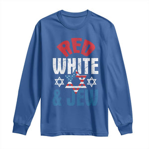 Red White and Jew Long Sleeve Shirt Funny Jewish Patriotic 4th of July Star Of David TS02 Royal Blue Print Your Wear
