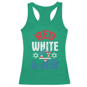 Red White and Jew Racerback Tank Top Funny Jewish Patriotic 4th of July Star Of David TS02 Irish Green Print Your Wear