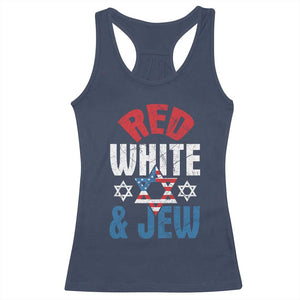 Red White and Jew Racerback Tank Top Funny Jewish Patriotic 4th of July Star Of David TS02 Navy Print Your Wear