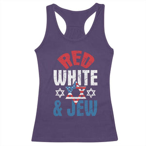 Red White and Jew Racerback Tank Top Funny Jewish Patriotic 4th of July Star Of David TS02 Purple Print Your Wear