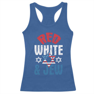 Red White and Jew Racerback Tank Top Funny Jewish Patriotic 4th of July Star Of David TS02 Royal Blue Print Your Wear
