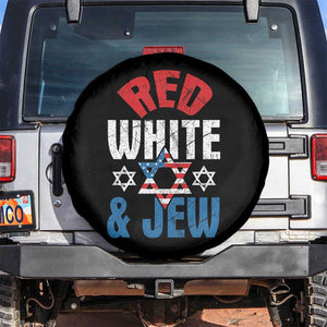 Red White and Jew Spare Tire Cover Funny Jewish Patriotic 4th of July Star Of David TS02 No hole Black Print Your Wear