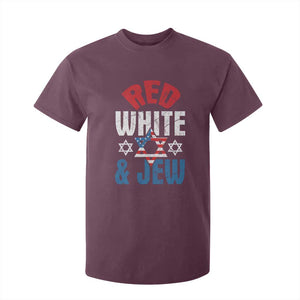 Red White and Jew T Shirt For Kid Funny Jewish Patriotic 4th of July Star Of David TS02 Maroon Print Your Wear