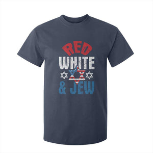 Red White and Jew T Shirt For Kid Funny Jewish Patriotic 4th of July Star Of David TS02 Navy Print Your Wear