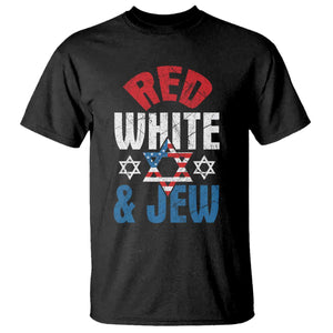 Red White and Jew T Shirt Funny Jewish Patriotic 4th of July Star Of David TS02 Black Print Your Wear