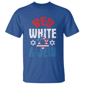 Red White and Jew T Shirt Funny Jewish Patriotic 4th of July Star Of David TS02 Royal Blue Print Your Wear