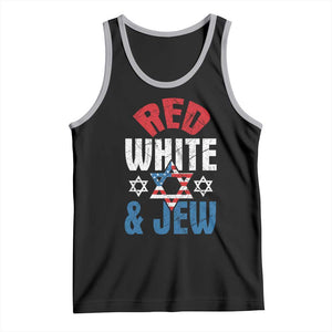 Red White and Jew Tank Top Funny Jewish Patriotic 4th of July Star Of David TS02 Black Athletic Heather Print Your Wear