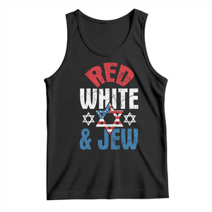 Red White and Jew Tank Top Funny Jewish Patriotic 4th of July Star Of David TS02 Black Print Your Wear