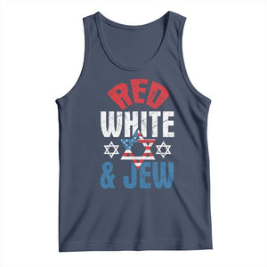 Red White and Jew Tank Top Funny Jewish Patriotic 4th of July Star Of David TS02 Navy Print Your Wear