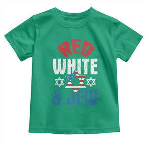 Red White and Jew Toddler T Shirt Funny Jewish Patriotic 4th of July Star Of David TS02 Irish Green Print Your Wear