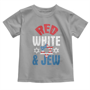 Red White and Jew Toddler T Shirt Funny Jewish Patriotic 4th of July Star Of David TS02 Sport Gray Print Your Wear
