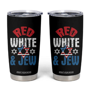 Red White and Jew Tumbler Cup Funny Jewish Patriotic 4th of July Star Of David TS02 Black Print Your Wear
