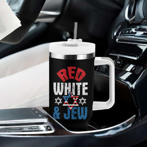 Red White and Jew Tumbler With Handle Funny Jewish Patriotic 4th of July Star Of David TS02 Print Your Wear