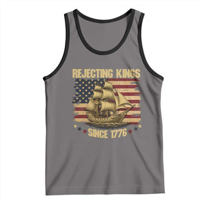 Rejecting Kings Since 1776 Tank Top Historic Ship Sailboat Distressed American Flag TS02 Deep Heather Black Print Your Wear