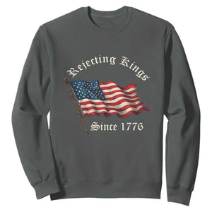 Rejecting Kings Sweatshirt Since 1776 No Kings In America Retro US Flag TS10 Dark Heather Print Your Wear