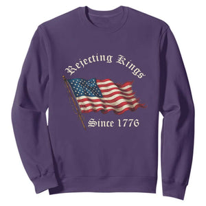 Rejecting Kings Sweatshirt Since 1776 No Kings In America Retro US Flag TS10 Purple Print Your Wear