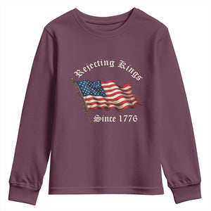 Rejecting Kings Youth Sweatshirt Since 1776 No Kings In America Retro US Flag TS10 Maroon Print Your Wear