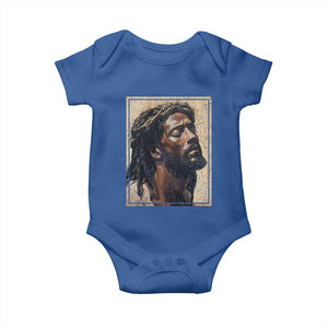 Religious Black Jesus With Crown Of Thorns Baby Onesie TS11 Royal Blue Print Your Wear