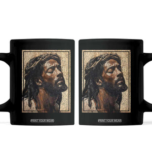 Religious Black Jesus With Crown Of Thorns Coffee Mug TS11 Black Print Your Wear